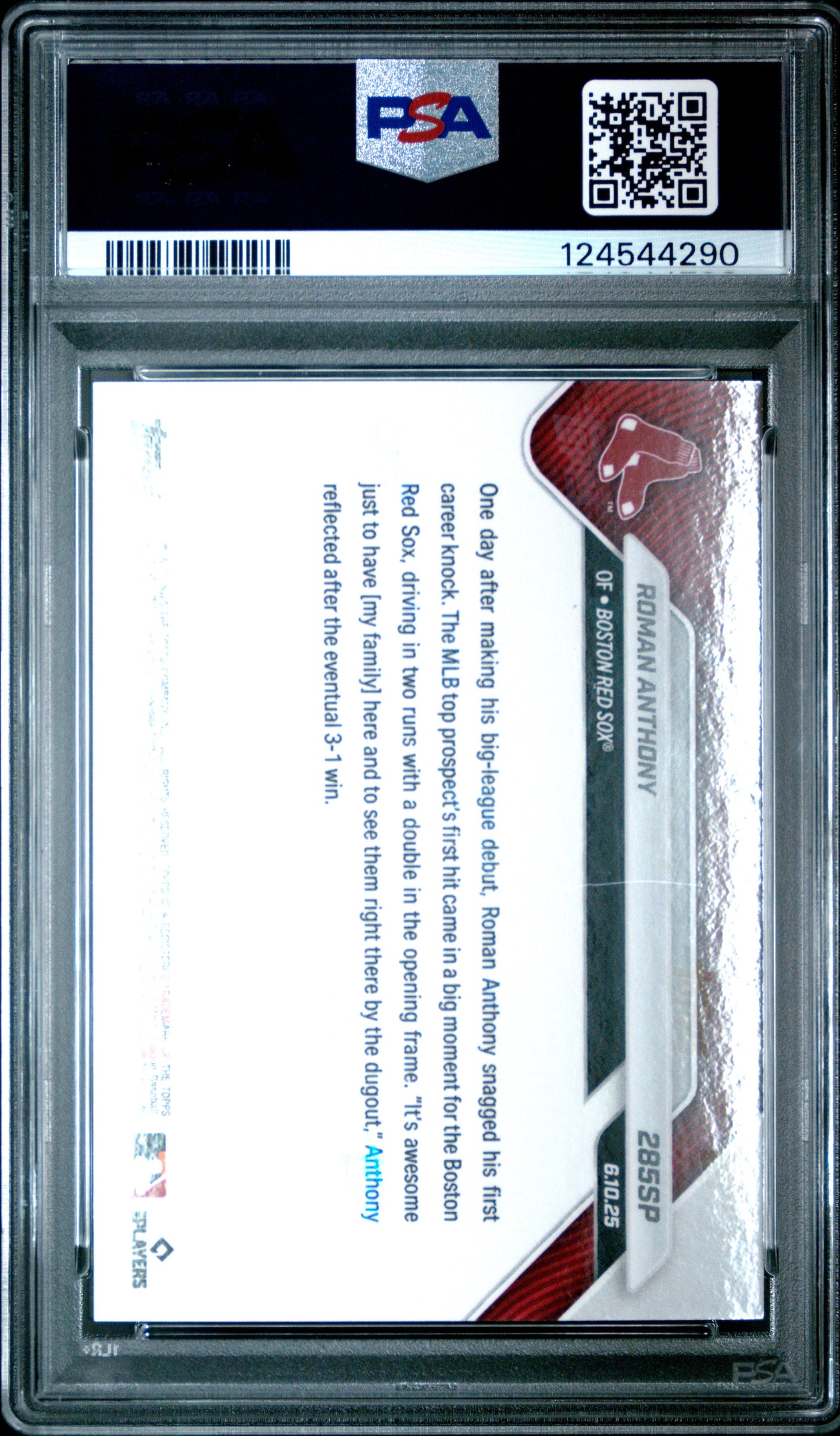 Graded 2025 Topps Now Roman Anthony #285SP Rookie RC Baseball Card PSA 9 Mint