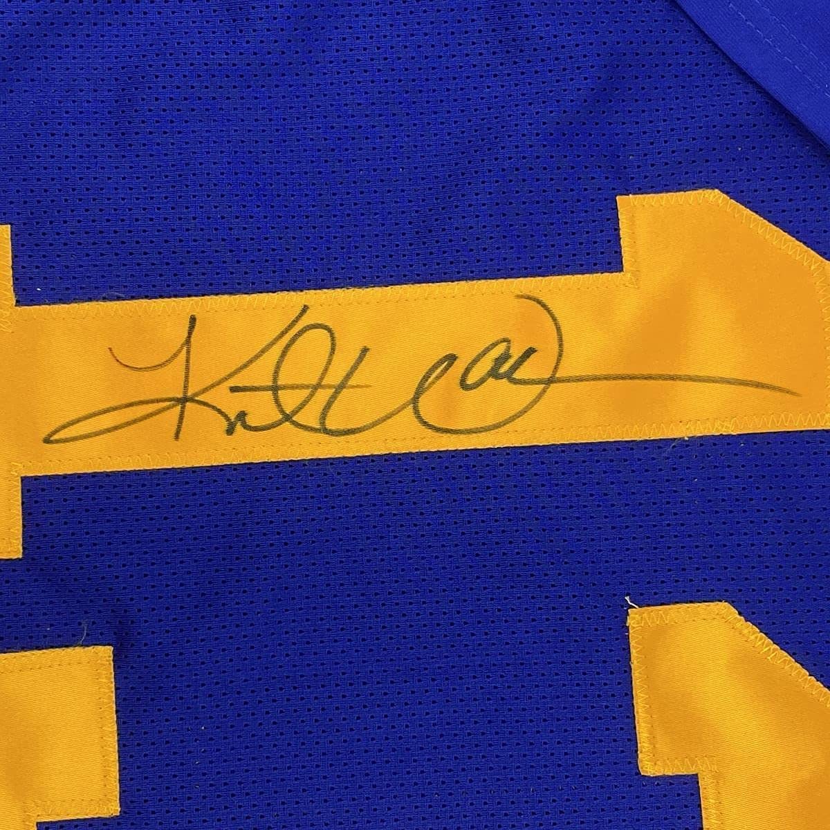 Framed Autographed/Signed Kurt Warner St. Louis 35x39 Blue Football Jersey JSA COA
