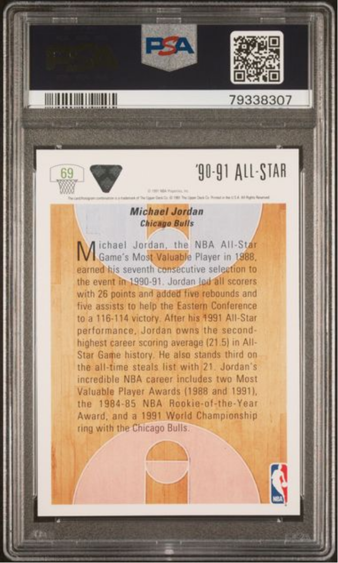 Graded 1991 Upper Deck Michael Jordan #69 Basketball Card PSA 10 Gem Mint