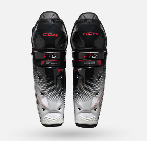 CCM JetSpeed FT8 Shin Guards Senior Black