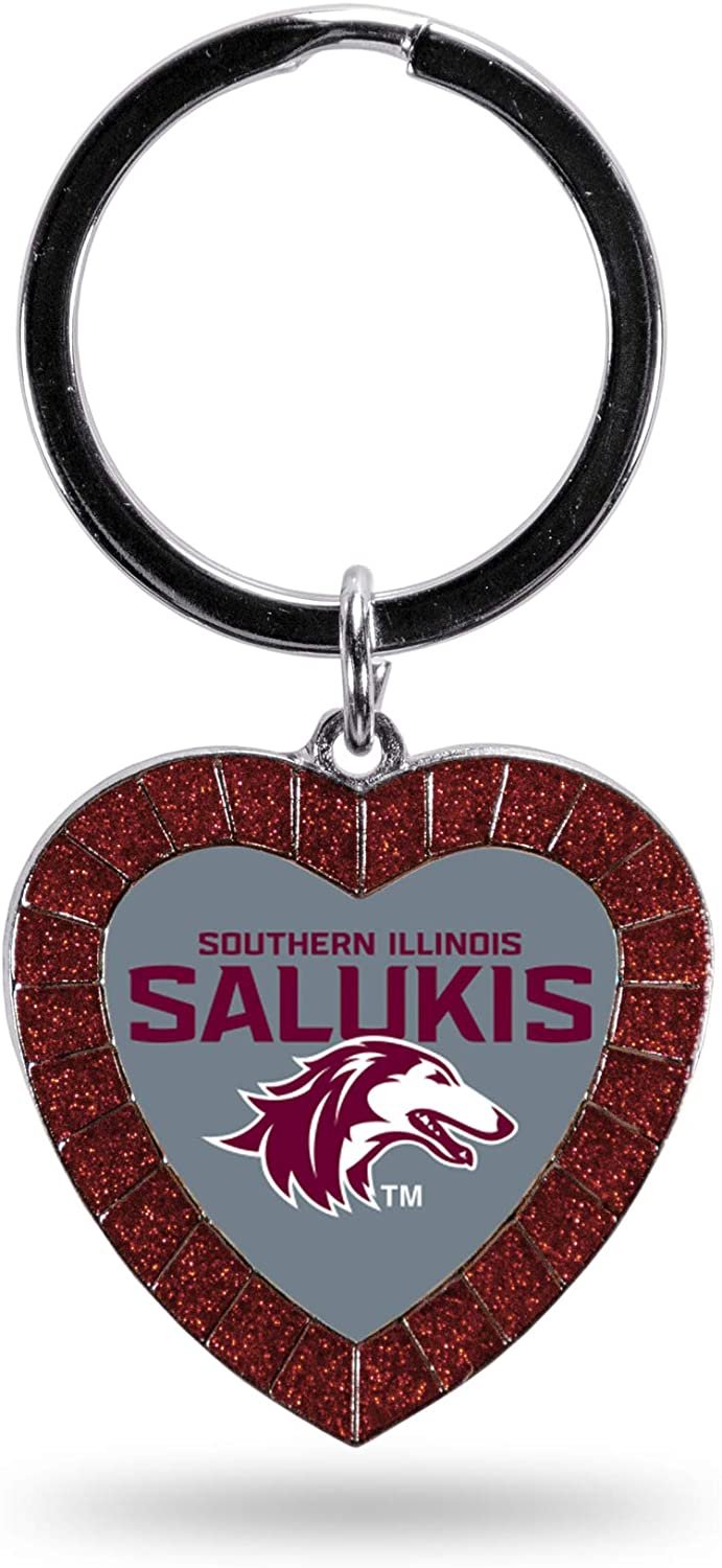 Southern Illinois Salukis Rhinestone Heart Colored Keychain, Maroon, 3-inches in length