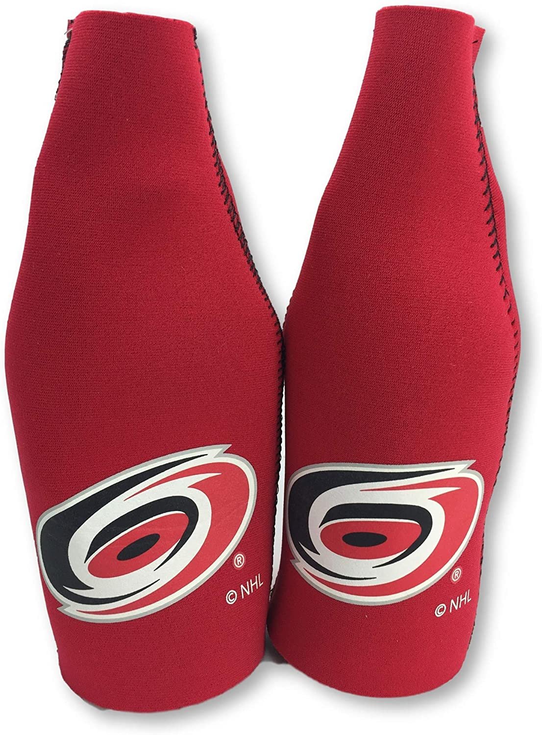 Carolina Hurricanes Pair of 16oz Drink Zipper Bottle Cooler Insulated Neoprene Beverage Holder, Logo Design