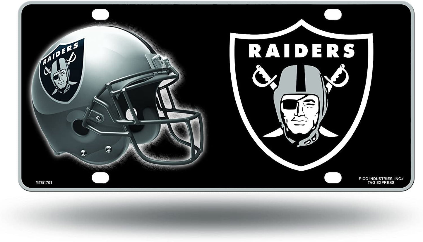 Las Vegas Raiders Metal Auto Tag License Plate, Helmet Design, 12x6 Inch