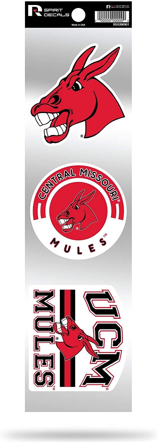 Central Missouri Mules UCM Triple Retro Throwback Spirit Decals Flat Vinyl Auto Home Sticker Sheet University of