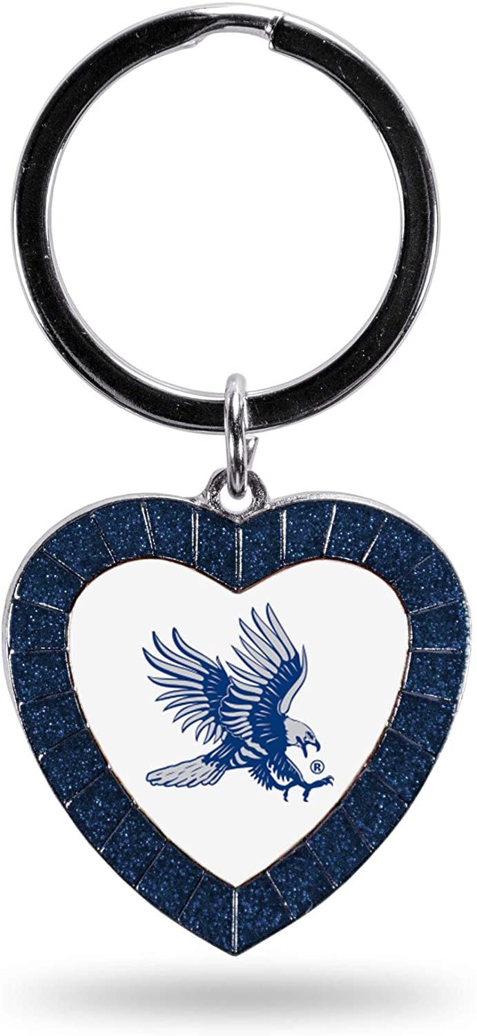 NCAA Dickinson State Blue Hawks NCAA Rhinestone Heart Colored Keychain, Navy, 3-inches in length