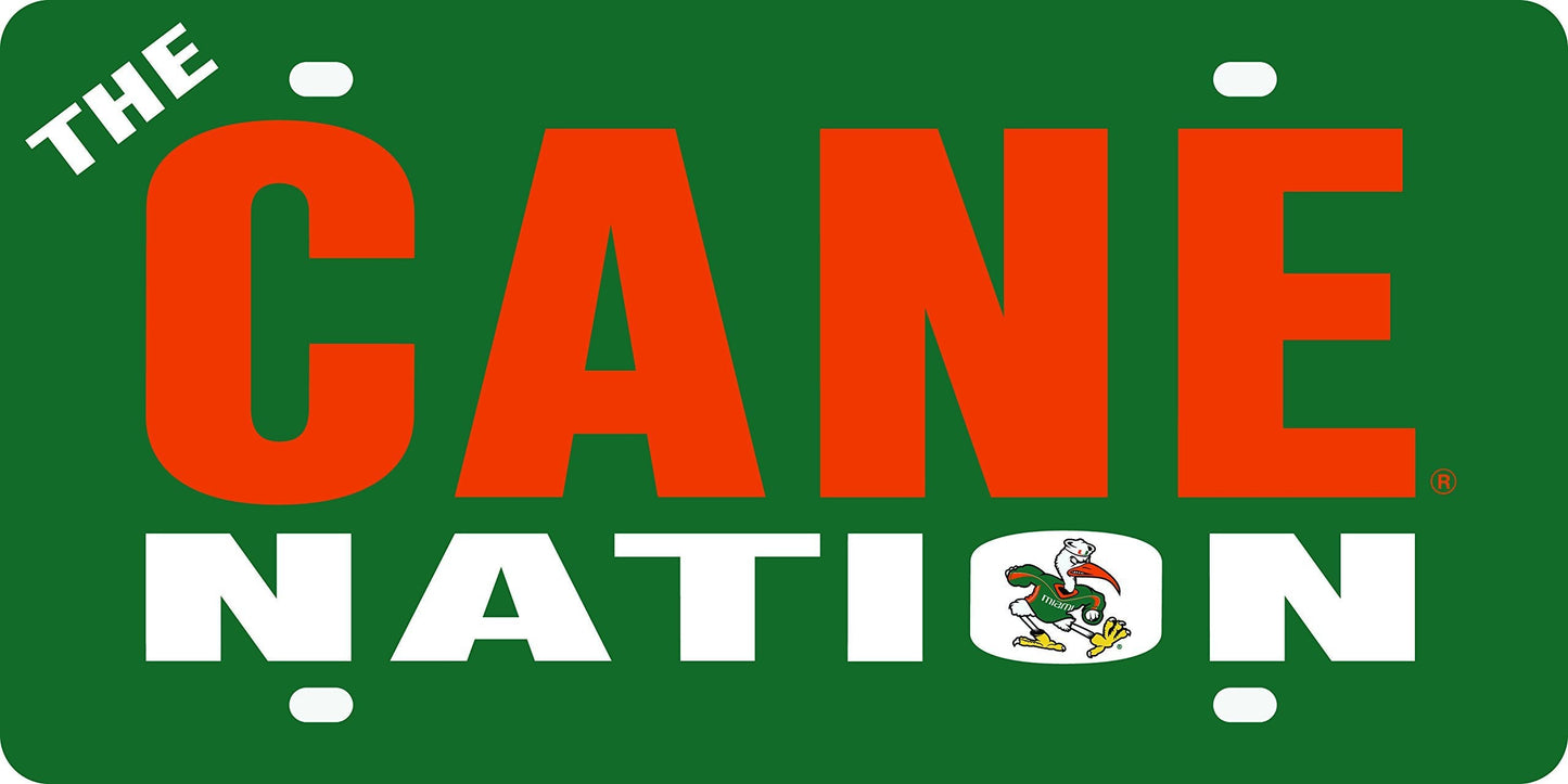 University of Miami Hurricanes Premium Laser Cut Tag License Plate, Nation Design, Mirrored Acrylic Inlaid, 12x6 Inch