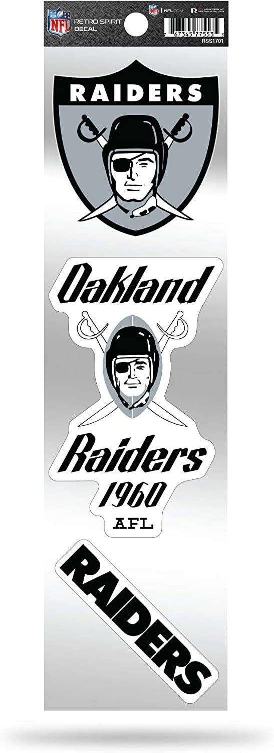 Las Vegas Raiders Triple Retro Throwback Spirit Decals Flat Vinyl Auto Home Sticker Sheet Football