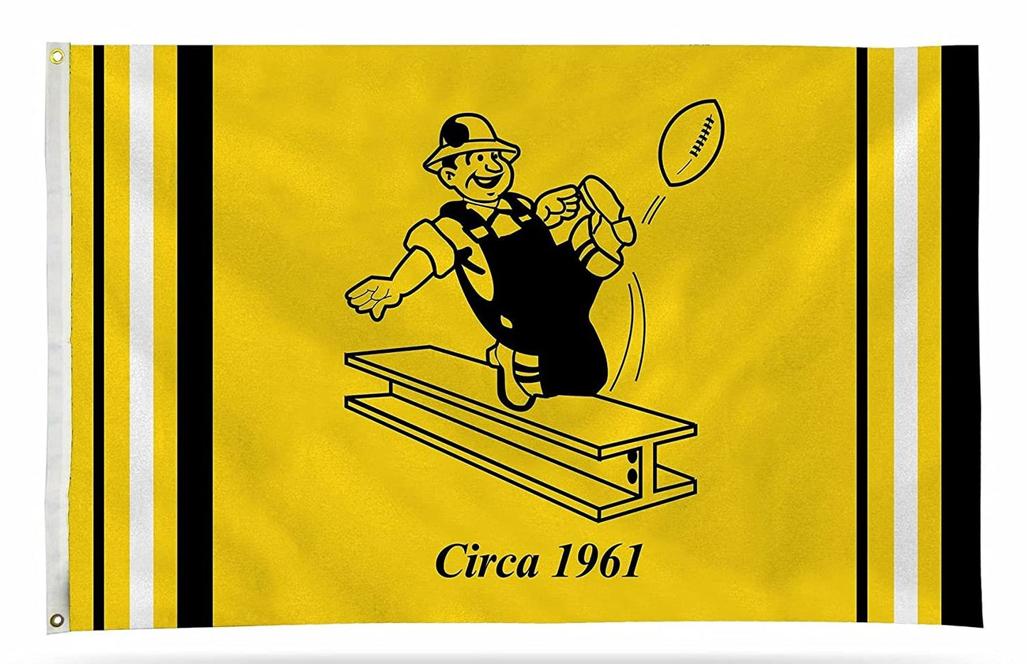 Pittsburgh Steelers Premium 3x5 Feet Flag Banner, Retro Logo, Metal Grommets, Outdoor Indoor, Single Sided