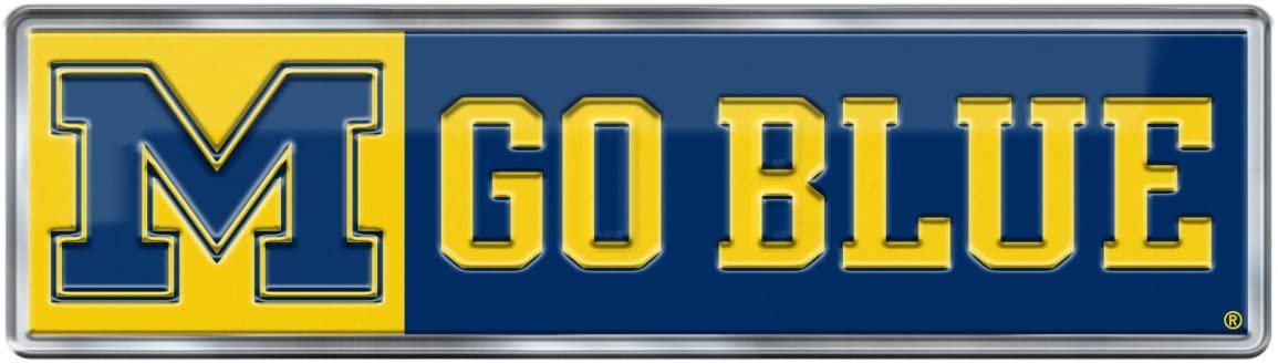 University of Michigan Wolverines Premium Aluminum Metal Raised Auto Emblem, Alternate Logo, Color Embossed, Full Adhesive Backing