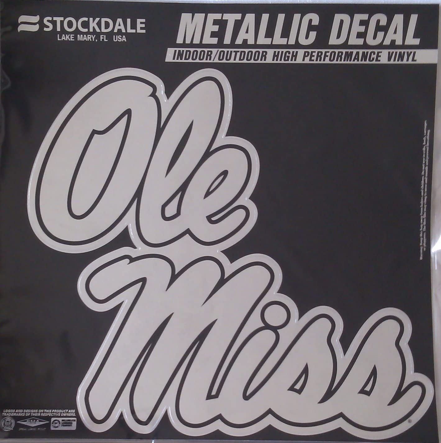 University of Mississippi Rebels Ole Miss 6 Inch Decal Sticker, Metallic Chrome Shimmer Design