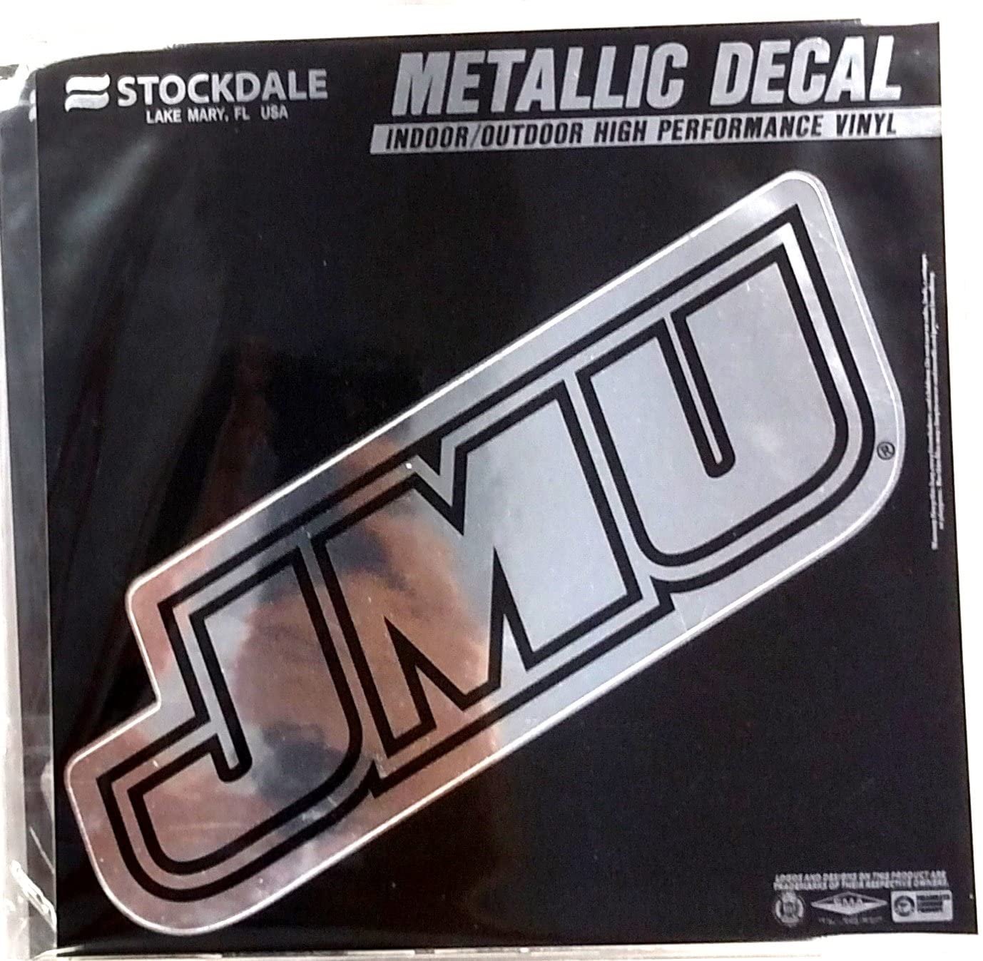 James Madison University Dukes 6 Inch Decal Sticker, Chrome Shimmer Metallic Design