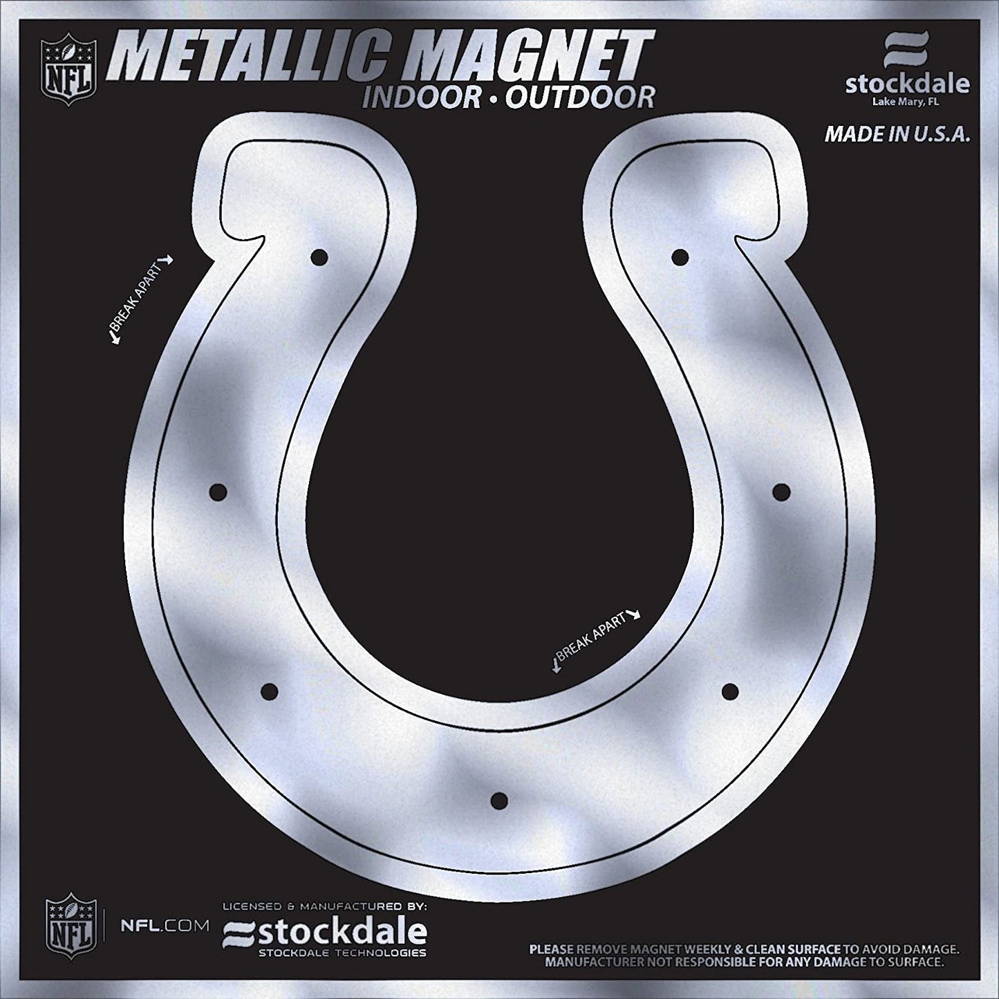 Indianapolis Colts 6 Inch Magnet, Metallic Chrome Shimmer Design, Auto Home, Heavy Duty