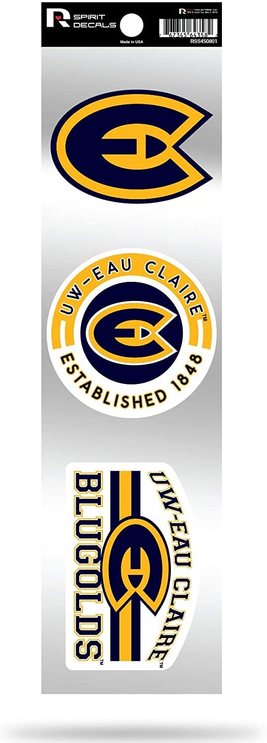 Wisconsin Eau Claire Blugolds Triple Retro Throwback Spirit Decals Flat Vinyl Auto Home Sticker Sheet University of