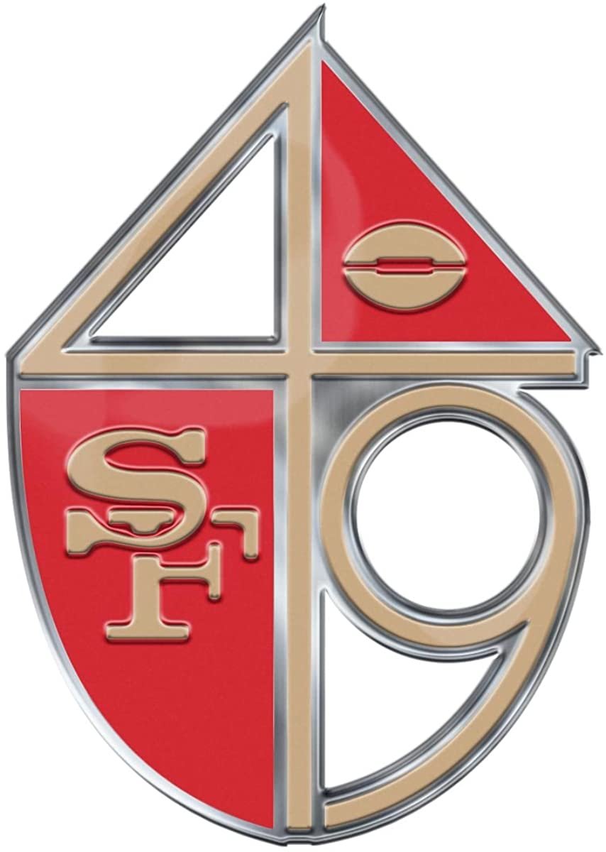 San Francisco 49ers Premium Aluminum Metal Raised Auto Emblem, Retro Logo, Color Embossed, Full Adhesive Backing