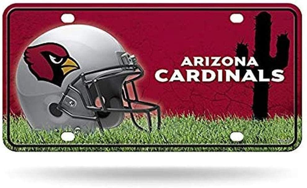 Arizona Cardinals Metal Auto Tag License Plate, Helmet Design, 6x12 Inch
