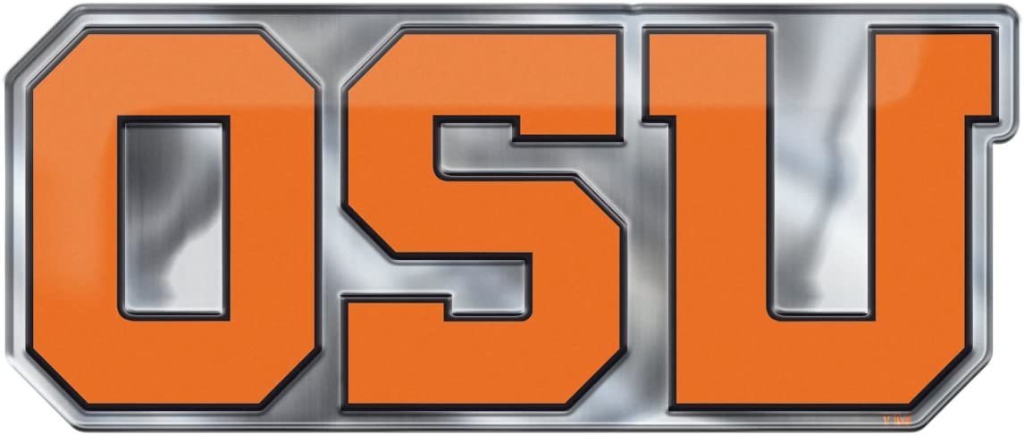Oregon State University Beavers Premium Aluminum Metal Raised Auto Emblem, Alternate Logo, Color Embossed, Full Adhesive Backing