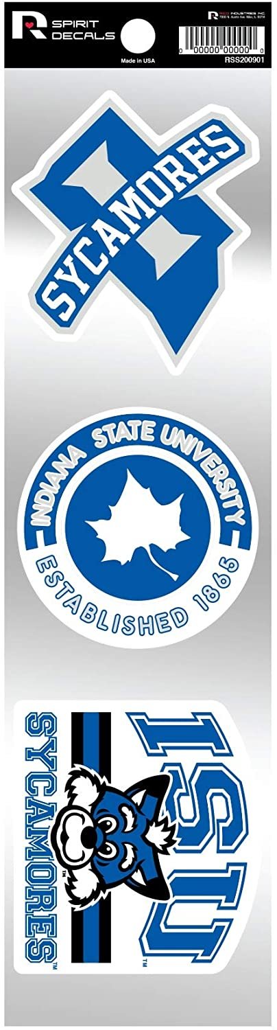 Indiana State Sycamores Triple Retro Throwback Spirit Decals Flat Vinyl Auto Home Sticker Sheet University of