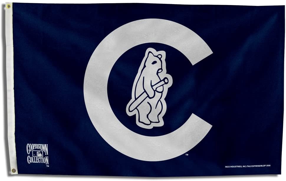 Chicago Cubs Premium 3x5 Feet Flag Banner, Metal Grommets, 1914 Cooperstown Logo, Single Sided