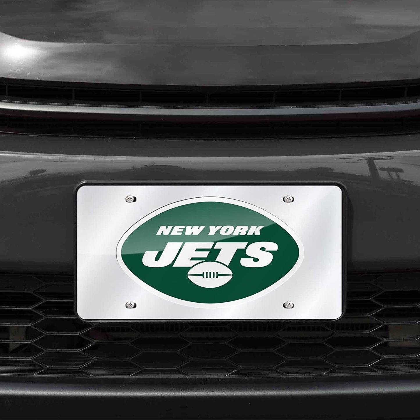 New York Jets Premium Laser Cut Tag License Plate, Mirrored Acrylic Inlaid, 12x6 Inch