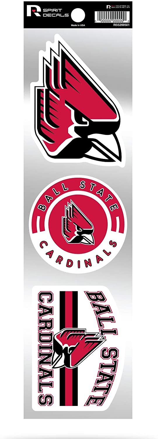 Ball State Cardinals Triple Retro Throwback Spirit Decals Flat Vinyl Auto Home Sticker Sheet University