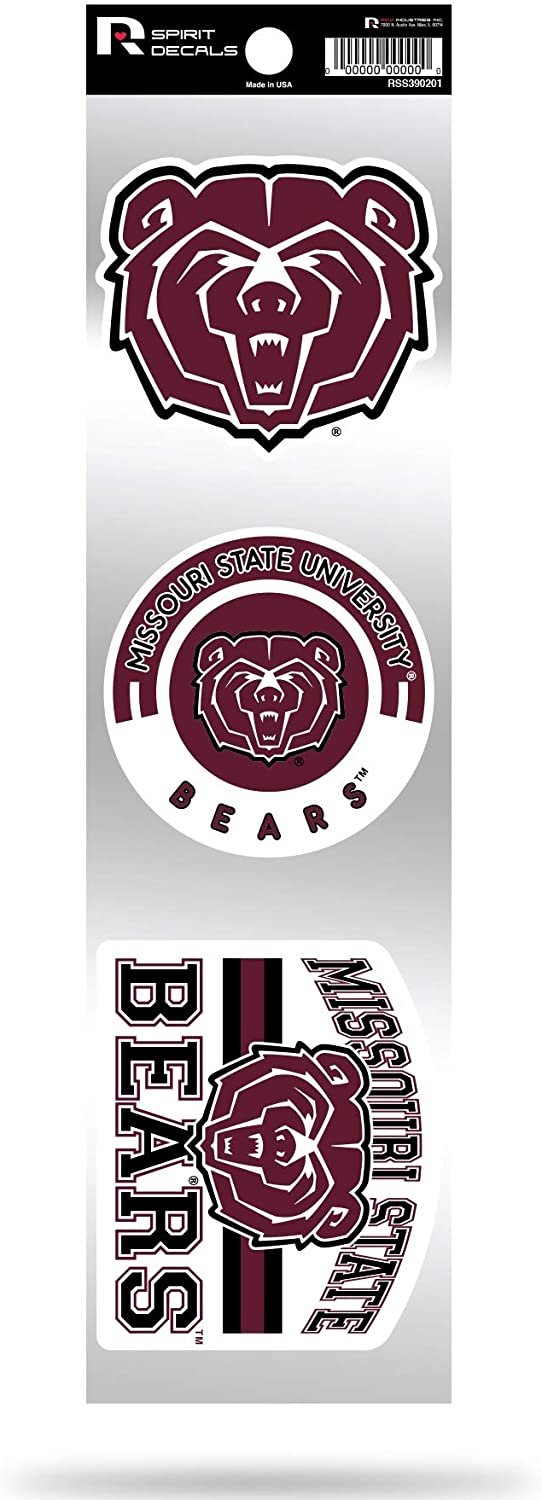 Missouri State Bears Triple Retro Throwback Spirit Decals Flat Vinyl Auto Home Sticker Sheet University of