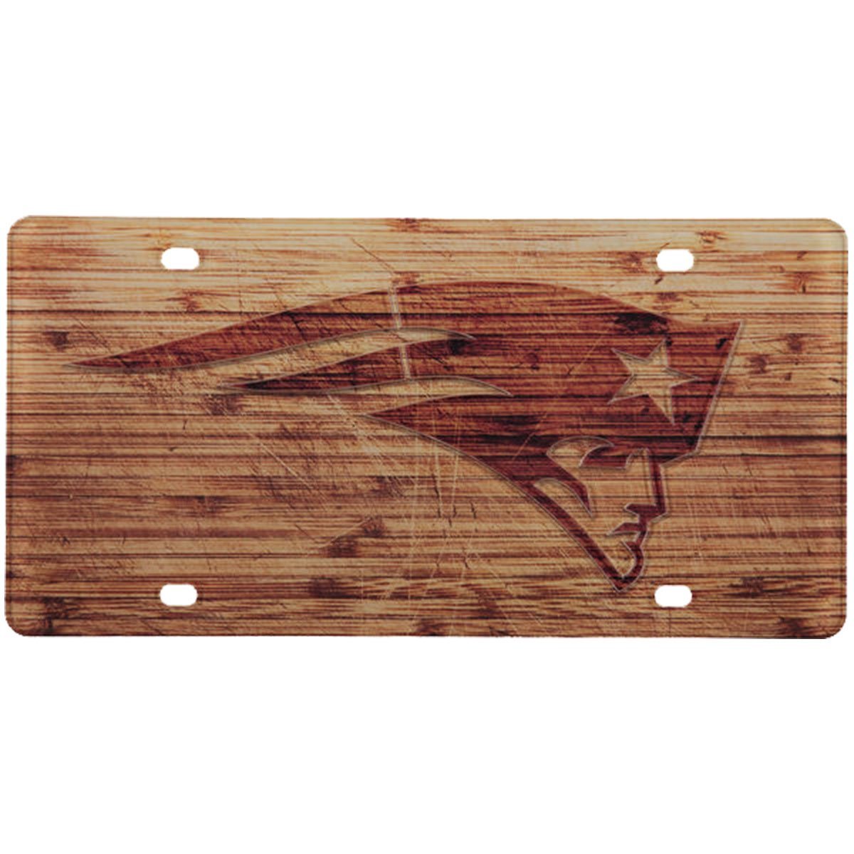 New England Patriots Woodgrain Acrylic License Plate