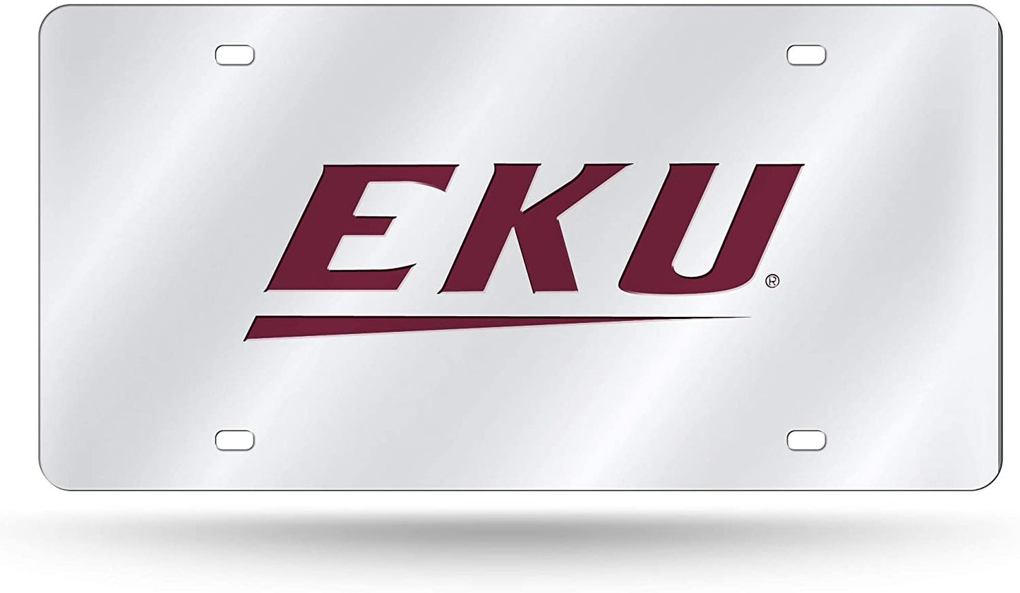 Eastern Kentucky University Colonels Laser Cut Tag License Plate, Mirrored Acrylic Inlaid, 12x6 Inch