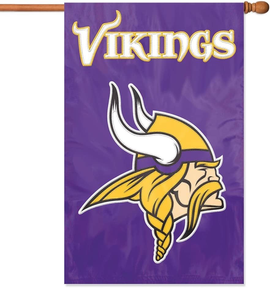 Minnesota Vikings Premium Double Sided House Banner Flag, 28x44 Inch, Applique Emroidered, Logo Design