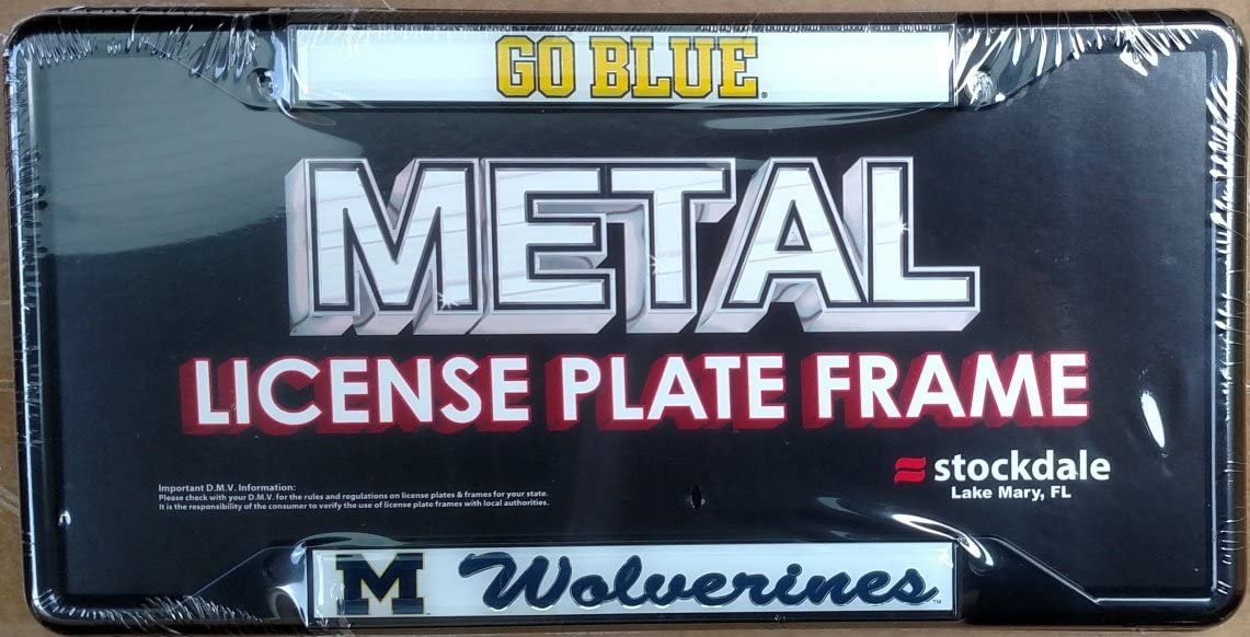 Michigan Wolverines SD Deluxe Black Metal License Plate Frame Tag Cover University of