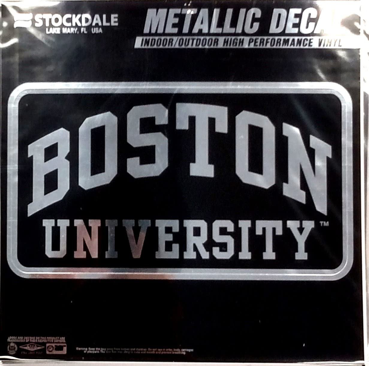Boston University Terriers 6 Inch Decal Sticker, Metallic Chrome Shimmer Design