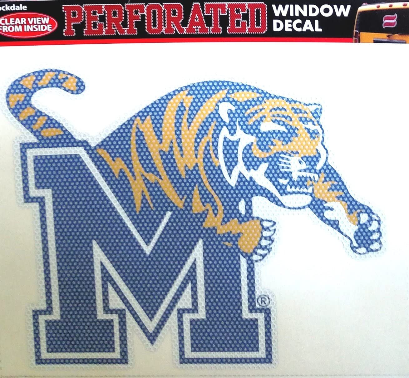 University of Memphis Tigers 8 Inch Preforated Window Film Decal Sticker, One-Way Vision, Adhesive Backing