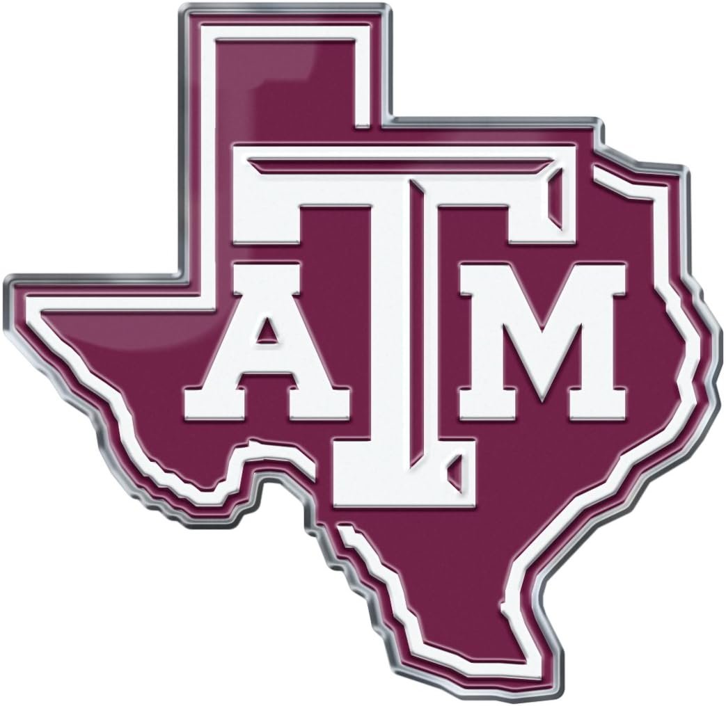 Texas A&M University Aggies Auto Emblem Aluminum Metal Embossed Die Cut Alternate Design