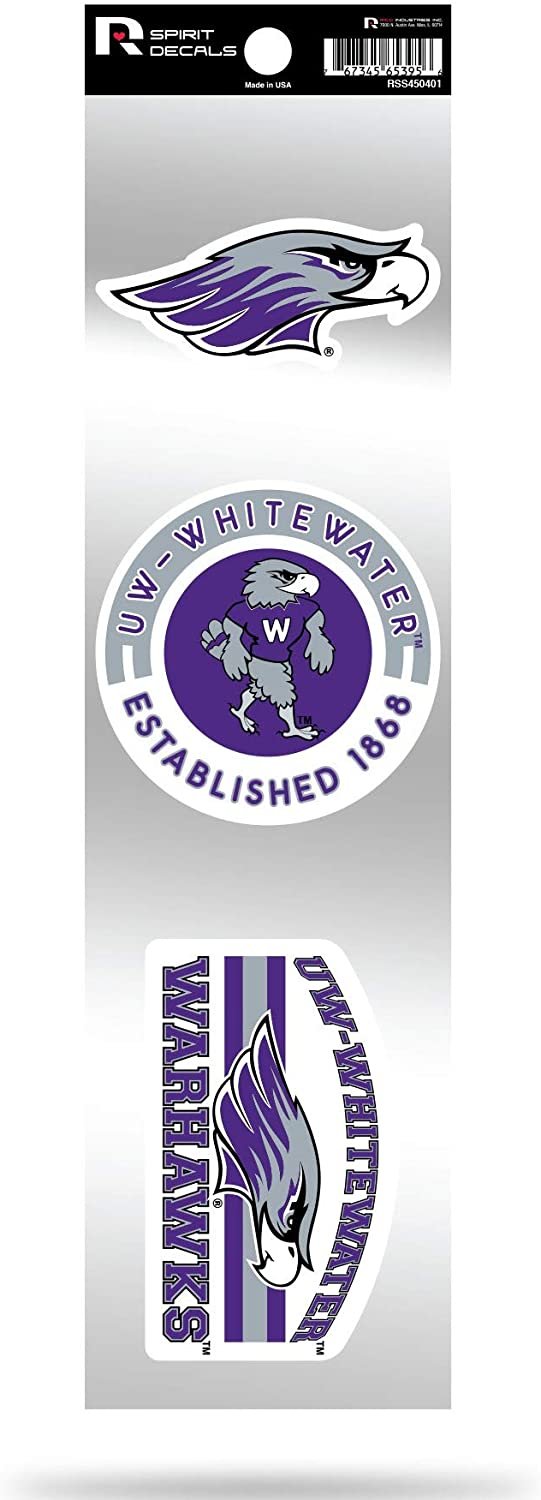 Wisconsin Whitewater Warhawks Triple Retro Throwback Spirit Decals Flat Vinyl Auto Home Sticker Sheet University of