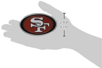 San Francisco 49ers Auto Emblem, Aluminum Metal, Embossed Team Color, Raised Decal Sticker, Full Adhesive Backing