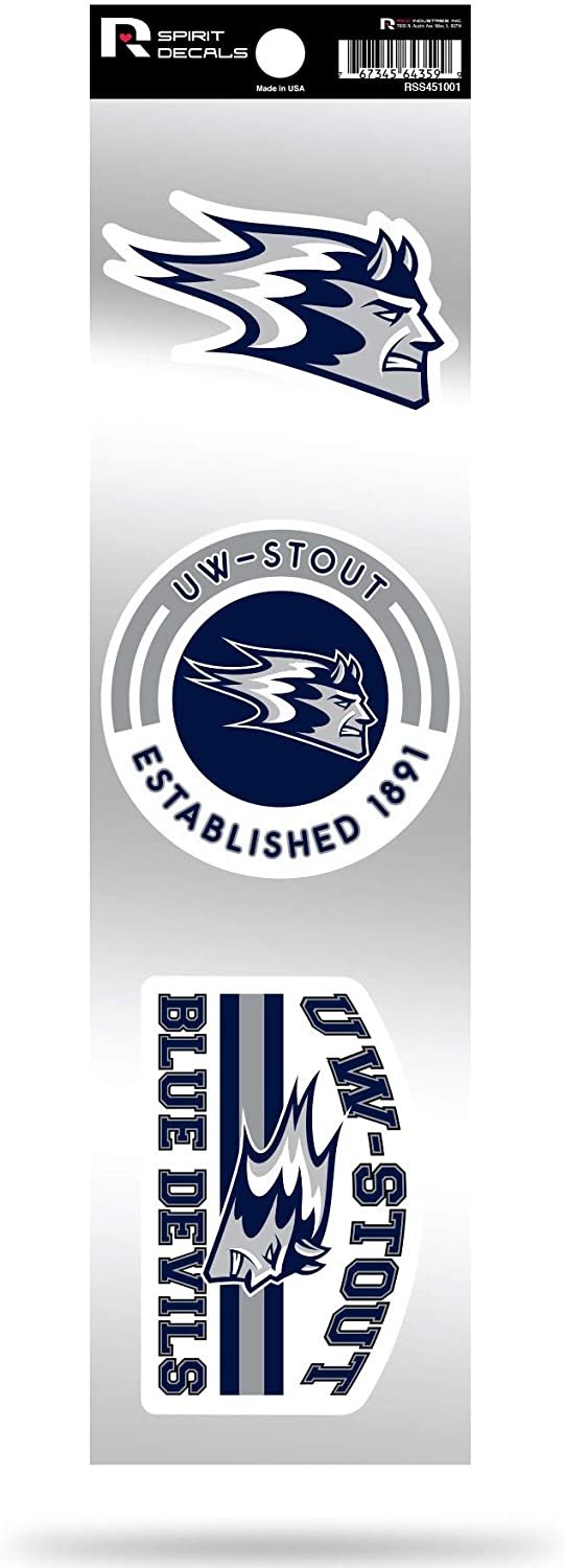 Wisconsin Stout Blue Devils Triple Retro Throwback Spirit Decals Flat Vinyl Auto Home Sticker Sheet University of