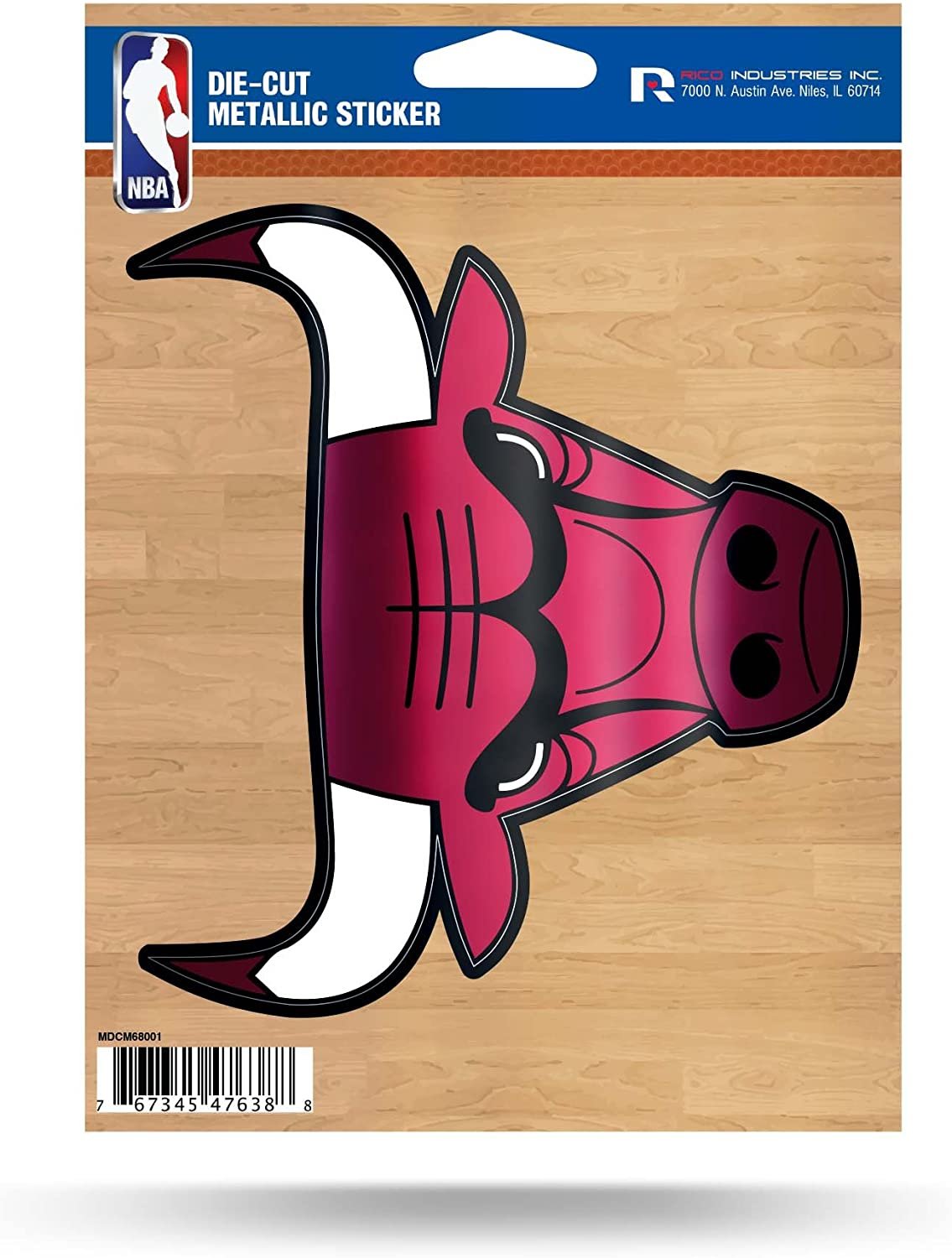 Chicago Bulls 5 Inch Decal Sticker, Metallic Chrome Shimmer Design, Full Adhesive Backing