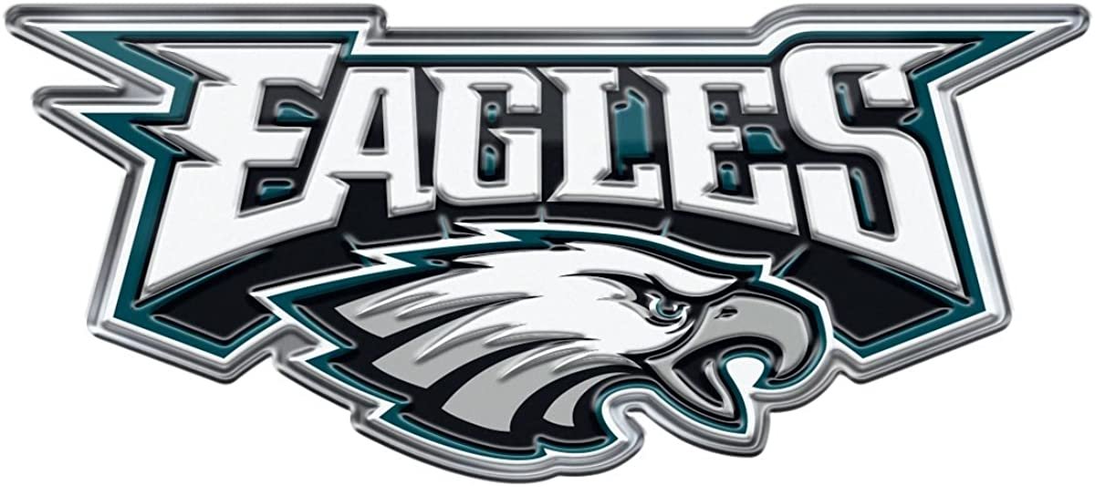 Philadelphia Eagles Premium Aluminum Metal Raised Auto Emblem, Alternate Logo, Color Embossed, Full Adhesive Backing