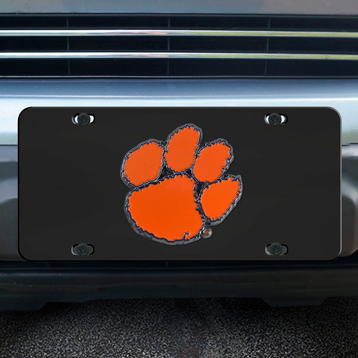 Clemson University Tigers Metal License Plate Tag Die Cast 3D Black Stainless Steel
