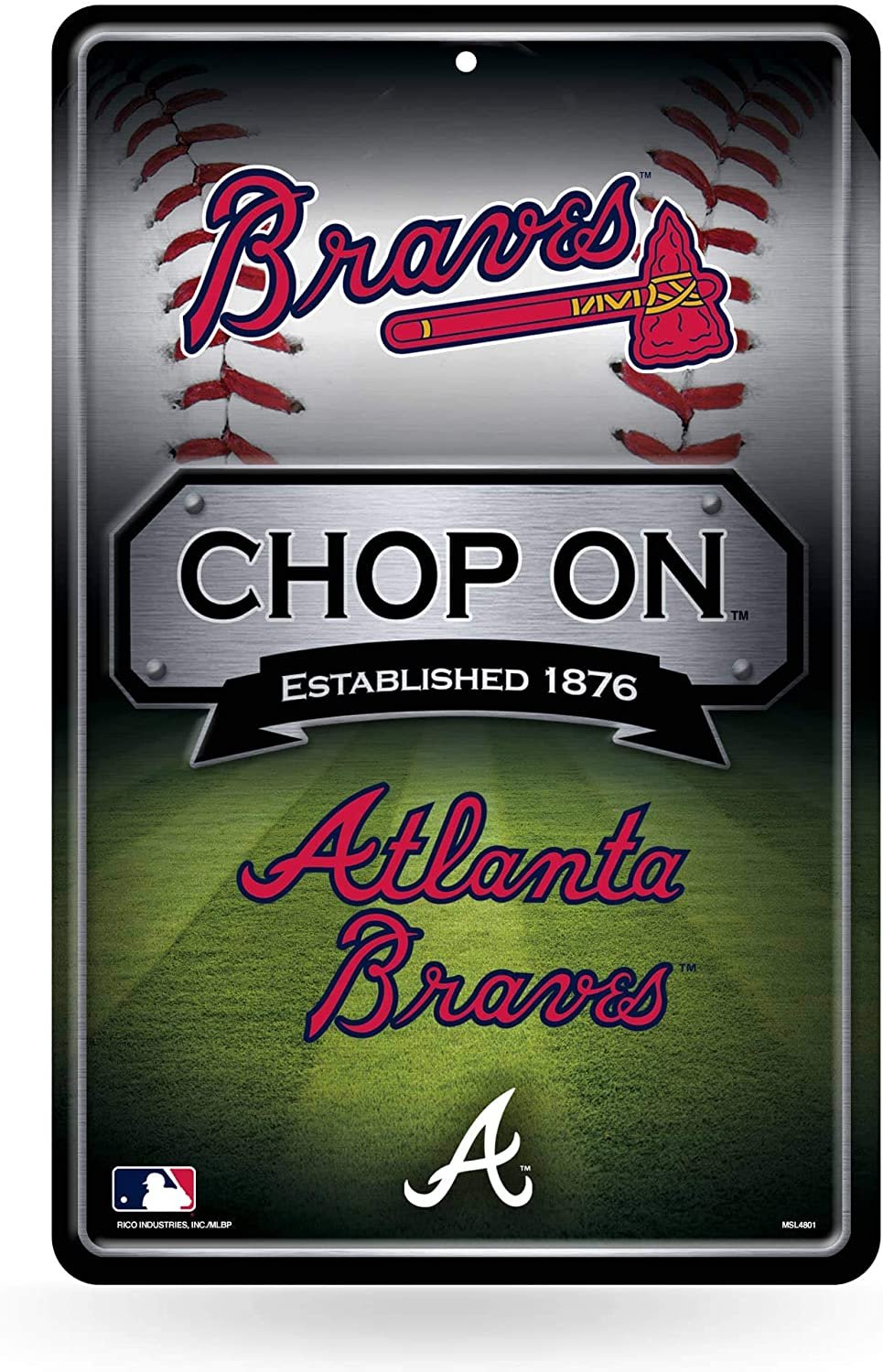 Atlanta Braves 11X17 Large Embossed Metal Wall Parking Sign
