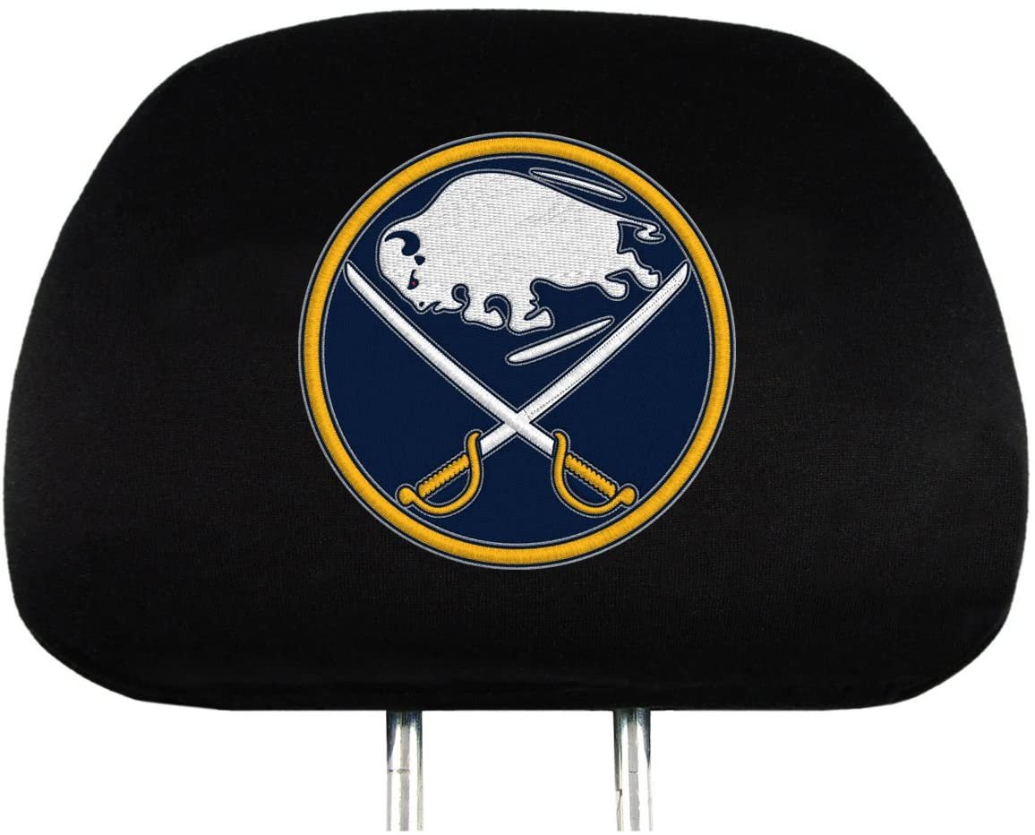 Buffalo Sabres Premium Pair of Auto Head Rest Covers, Black, Elastic, 10x14 Inch