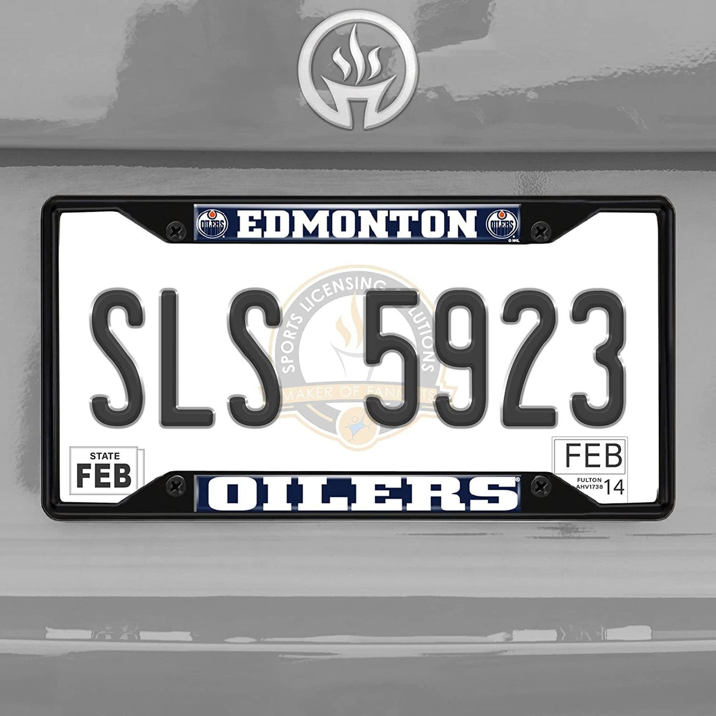 FANMATS 31382 Edmonton Oilers Metal License Plate Frame Black Finish