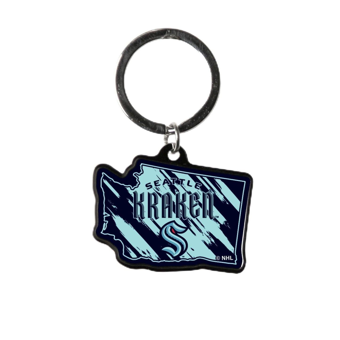 Seattle Kraken Metal Keychain, State Shaped
