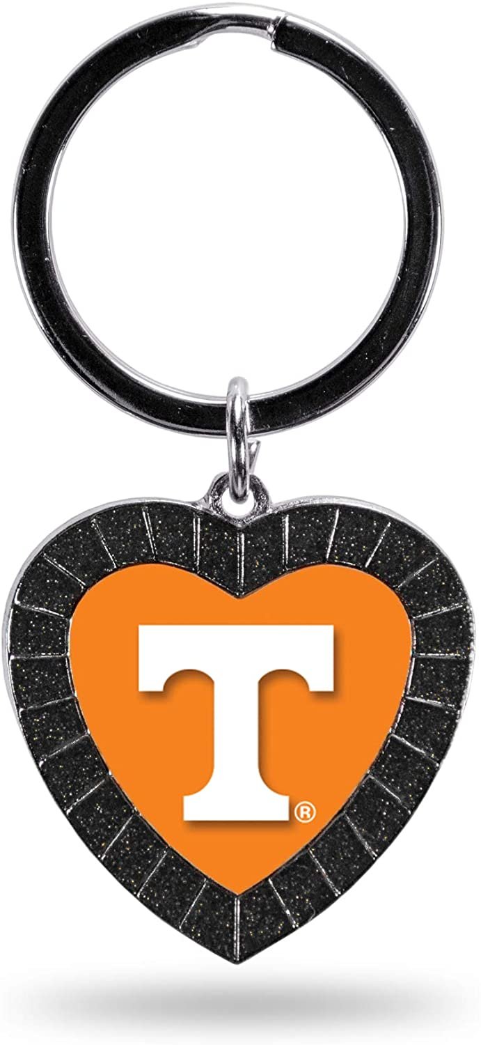 NCAA Tennessee Volunteers NCAA Rhinestone Heart Colored Keychain, Black, 3-inches in length