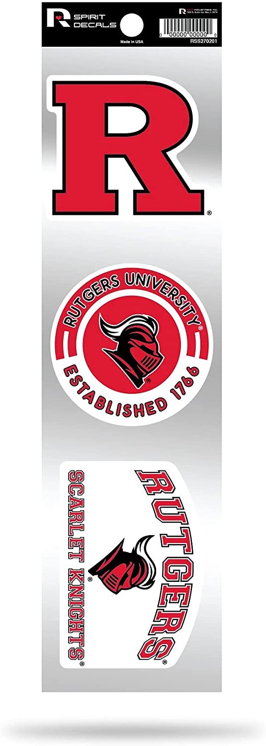 Rico Industries NCAA Rutgers Scarlet Knights 3-Piece Retro Spirit Decals