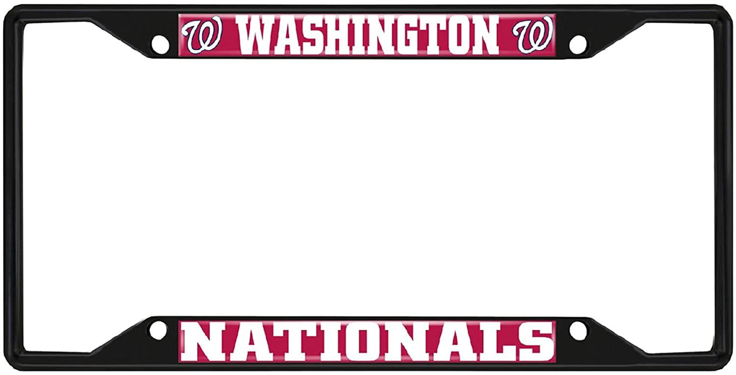 Fan Mats 31325: Washington Nationals Metal License Plate Frame Black Finish, Red