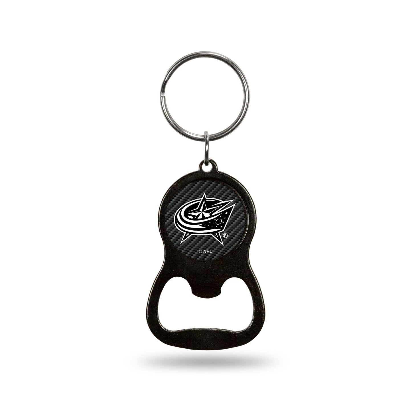Columbus Blue Jackets Keychain Bottle Opener Carbon Fiber Design Metal Hockey