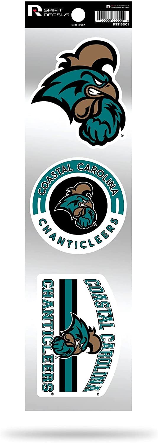 Rico Industries NCAA Coastal Carolina Chanticleers 3-Piece Retro Spirit Decals