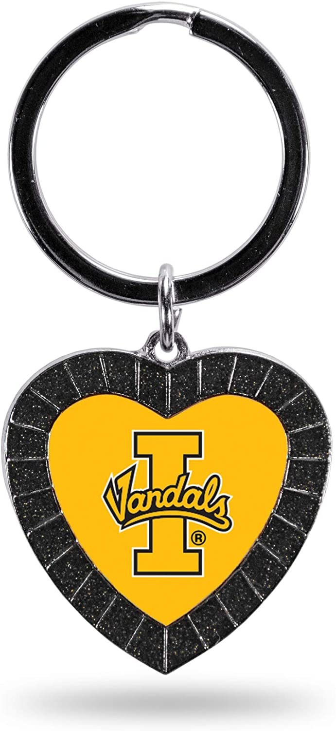 NCAA Idaho Vandals NCAA Rhinestone Heart Colored Keychain, Black, 3-inches in length