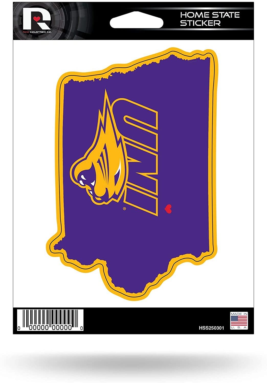University of Northern Iowa Panthers 5 Inch Sticker Decal, Home State Design, Flat Vinyl, Full Adhesive Backing