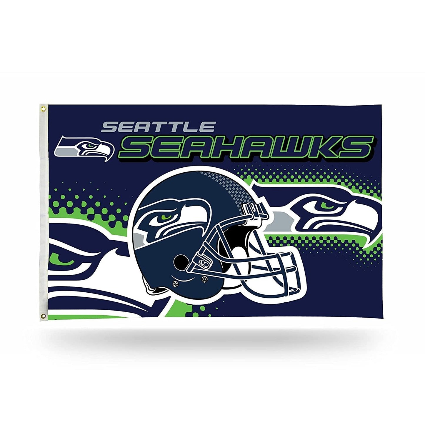 Seattle Seahawks Premium 3x5 Feet Flag Banner, Helmet Design, Metal Grommets, Outdoor Use, Single Sided